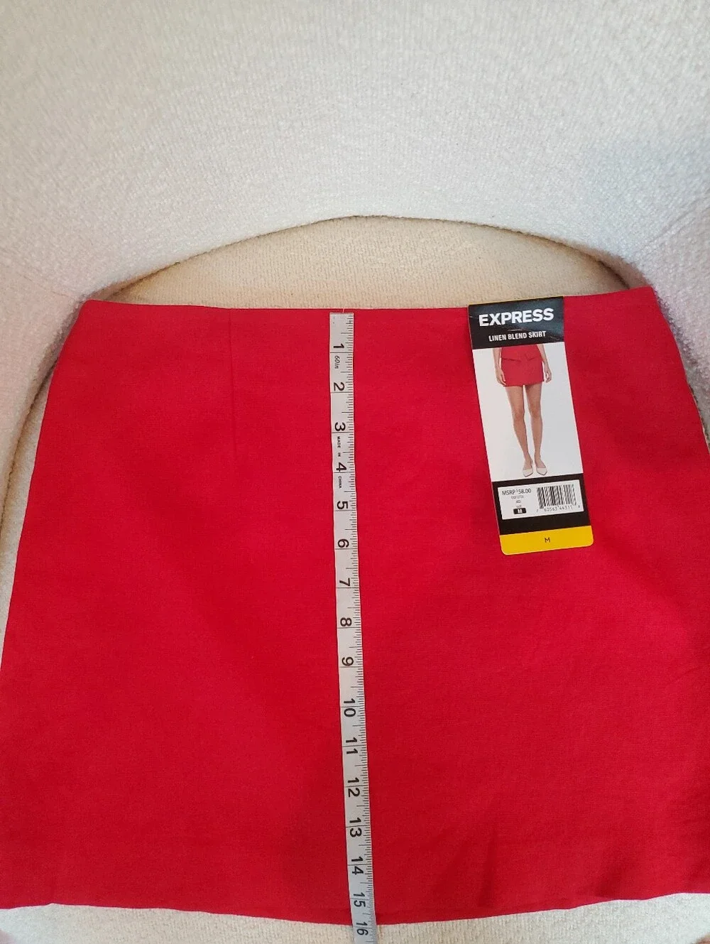 NWT Express Red Mini Skirt Linen Blend Women's Size Medium  Hidden Back Zipper - Picture 4 of 9